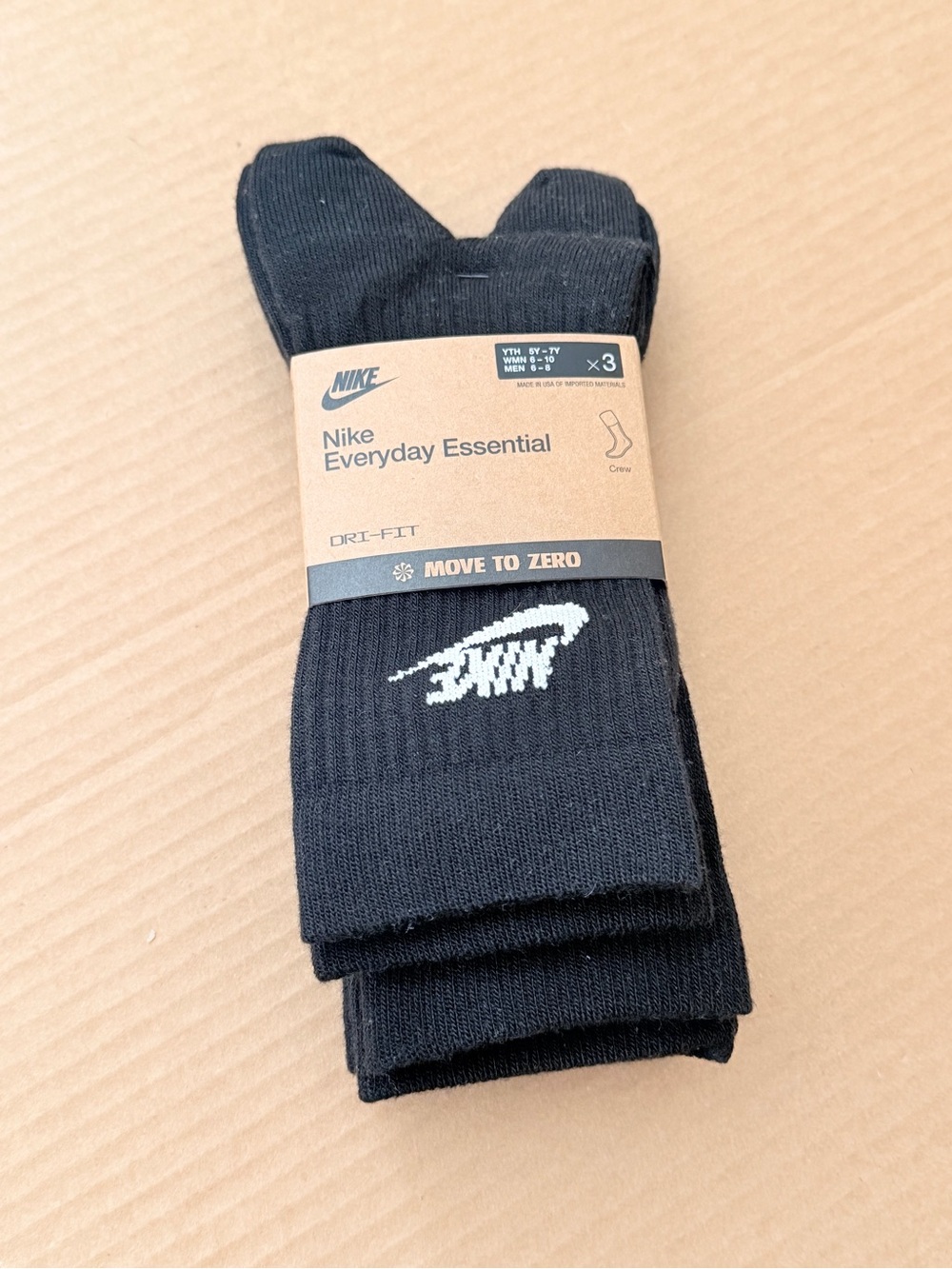 Nike Everyday Plus Dri-Fit Cushion Crew Socks 3 Pair- Medium | Black
